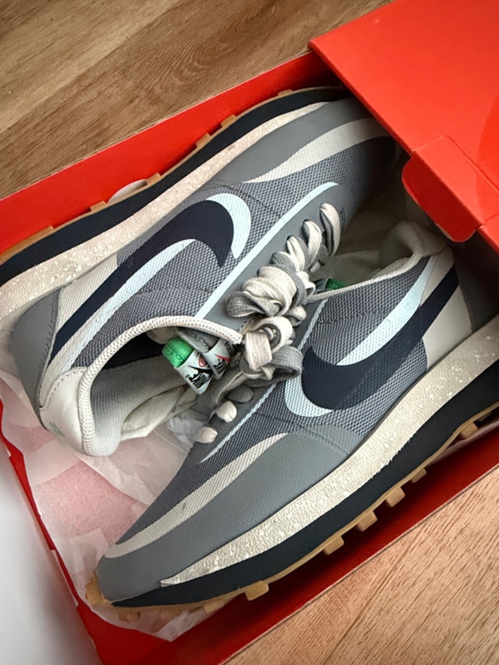 DH3114-001 CLOT x Sacai x Nike LD Waffle Grey Obsidian Cool Grey Navy Greenish
